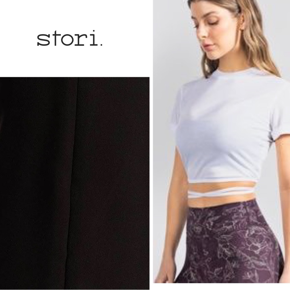 New w tags Stori Wonder wrap crop tee - black